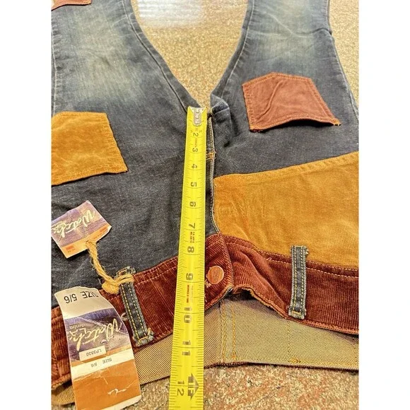 Vintage 70s style Patchwork Watch LA Flare Bell Bottom Cotton Denim Jeans NWT - Picture 5 of 16